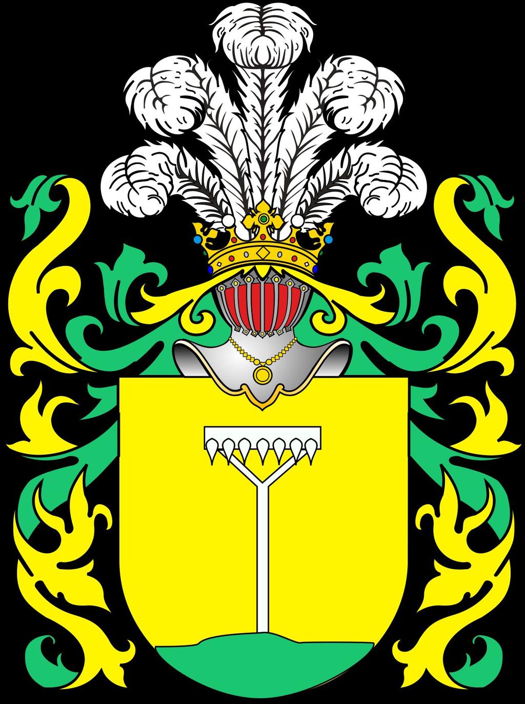 Herb Leszczyc Opis herbu: Na czerwonym polu znajuduje się złoty bórg. Klejnot na pawim ogonie godło w skos. Historia herbu: Herb Leszczyc jest w opini prof.