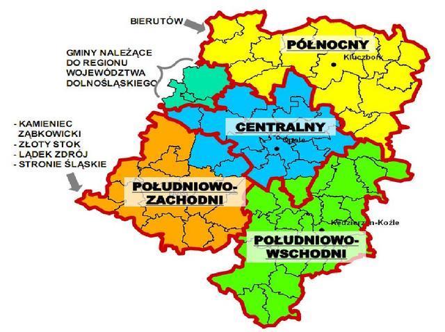 Program Ochrony Środowiska dla Gminy Olesno na lata 2016-2019 z perspektywą na lata 2020-2023 Rysunek 6. Podział województwa opolskiego na regiony gospodarki odpadami. źródło: www.glubczyce.