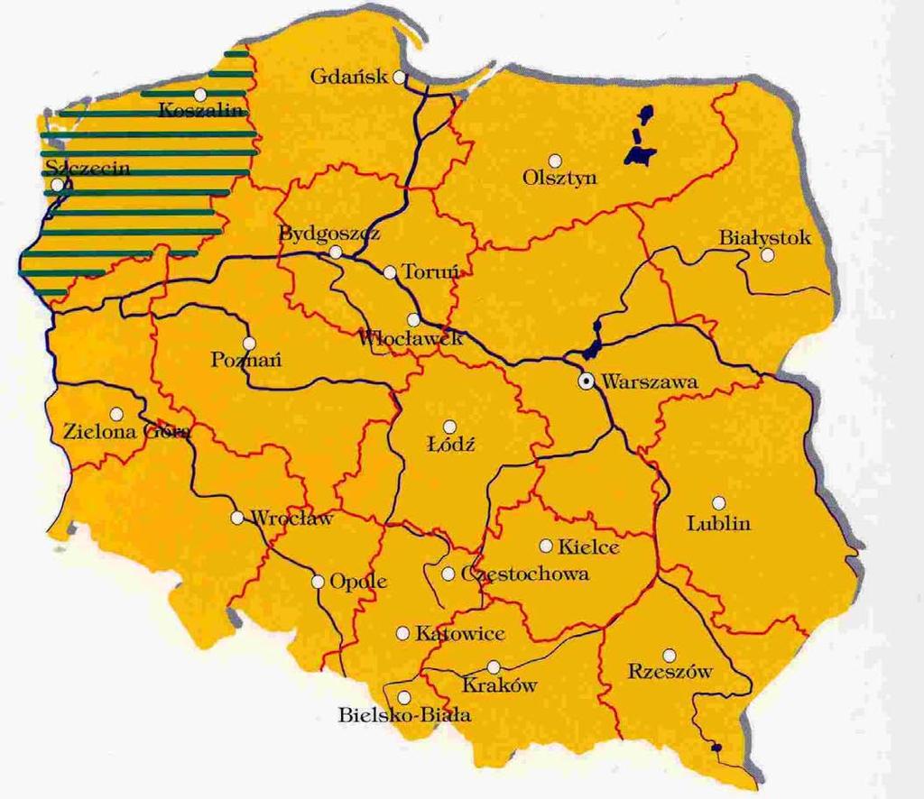 Voivodschaft Zachodniopomorskie liegt in nord-westlichem Teil Polens besitzt