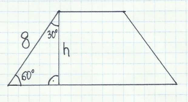 3 b) Zauważmy na poniższym rysunku, że po dorysowaniu wysokości i zaznaczeniu kąta 60 o otrzymaliśmy w trapezie identyczny trójkąt jak ten po prawej stronie na górze.