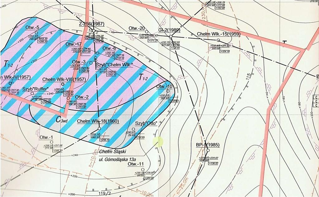 13.4 BUDOWA GEOLOGICZNA OBSZARU Z materiałów archiwalnych kopalni wynika, że złoże węgla kamiennego stanowią pokłady należące do krakowskiej serii piaskowcowej i do serii mułowcowej Górnośląskiego