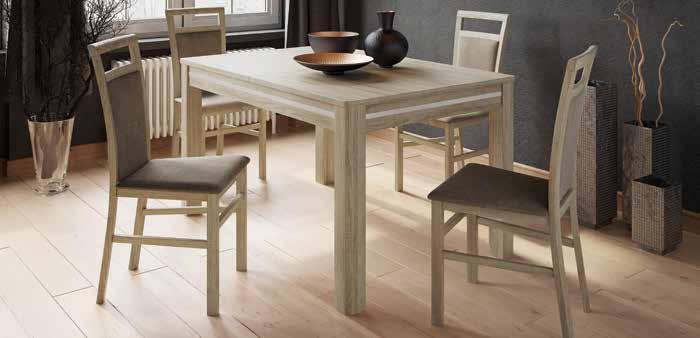 SUNNY 1 stół rozsuwany dąb sonoma extendable table sonoma oak MERIS 101 krzesło tapicerowane w tkaninie typu etna 23 dąb
