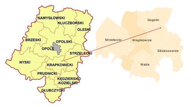 4. Ogólna charakterystyka gminy 4.1. Położenie i podział administracyjny gminy Gmina Gogolin położona jest w środkowej części województwa opolskiego, w odległości 15 km na południe od Opola.