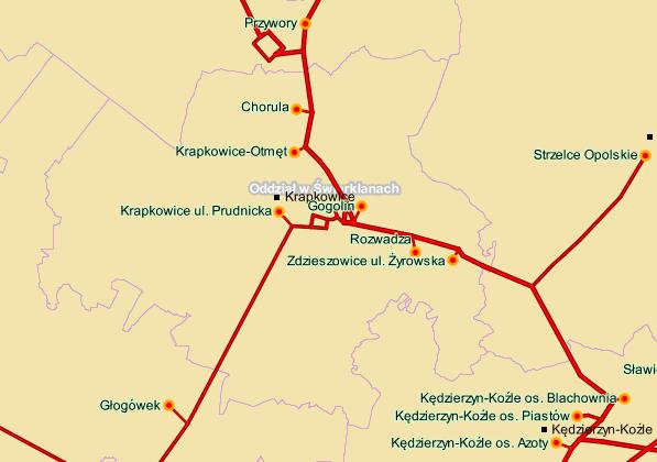 Na terenie Gminy Gogolin znajduje się także stacja redukcyjno pomiarowa II o Gogolin Krapkowicka o przepustowości Q = 3 2000 m 3 /h. Rysunek 6. System przesyłowy GAZ