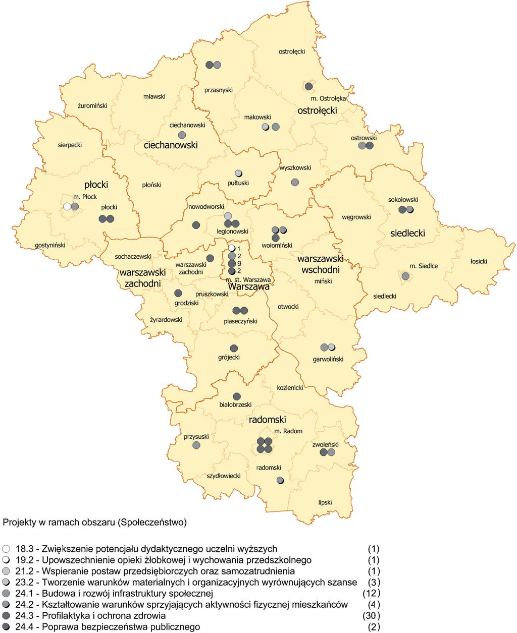 57 Wskaźniki realizacji Strategii Rycina 45. Projekty realizowane w 2014 r.