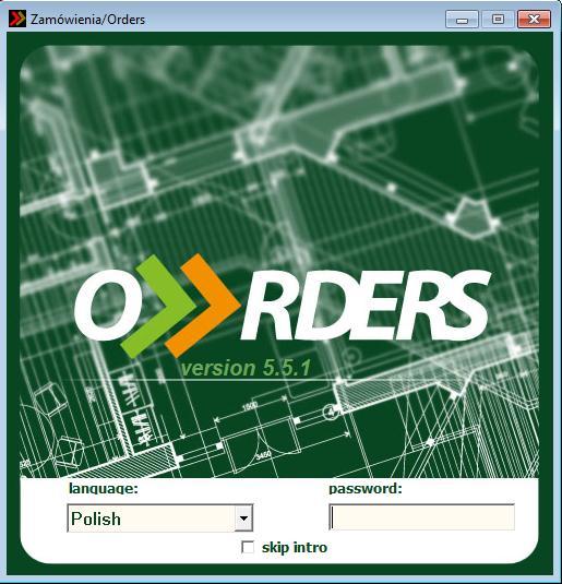 LOGOWANIE Zalogowanie do programu ORDERS wymaga dokonania wyboru języka działania - wybór języka ma bezpośredni wpływ na wygląd interfejsu (poniżej przykład interfejsu w języku czeskim rys.1.).