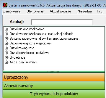 INTERFEJS Program Orders posiada dwa tryby pracy: Uproszczony charakteryzuje się,