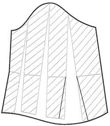 Którą formę zastosowano do uszycia górnej części sukienki przedstawionej na rysunku? Zadanie 12. A. B. C. D.