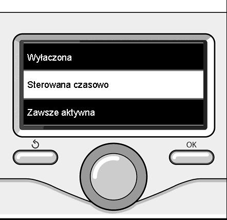 ustawianie ciepłej wody użytkowej Nacisnąć przycisk OK w celu uzyskania dostępu do ustawień ciepłej wody użytkowej - Pełne menu - Ustawienie ciepłej wody - Ustawiona temperatura ciepłej wody Nacisnąć