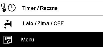 Menu podstawowe ustawienia Z tego menu możliwy jest dostęp do głównych funkcji: wybór trybu programowania lub