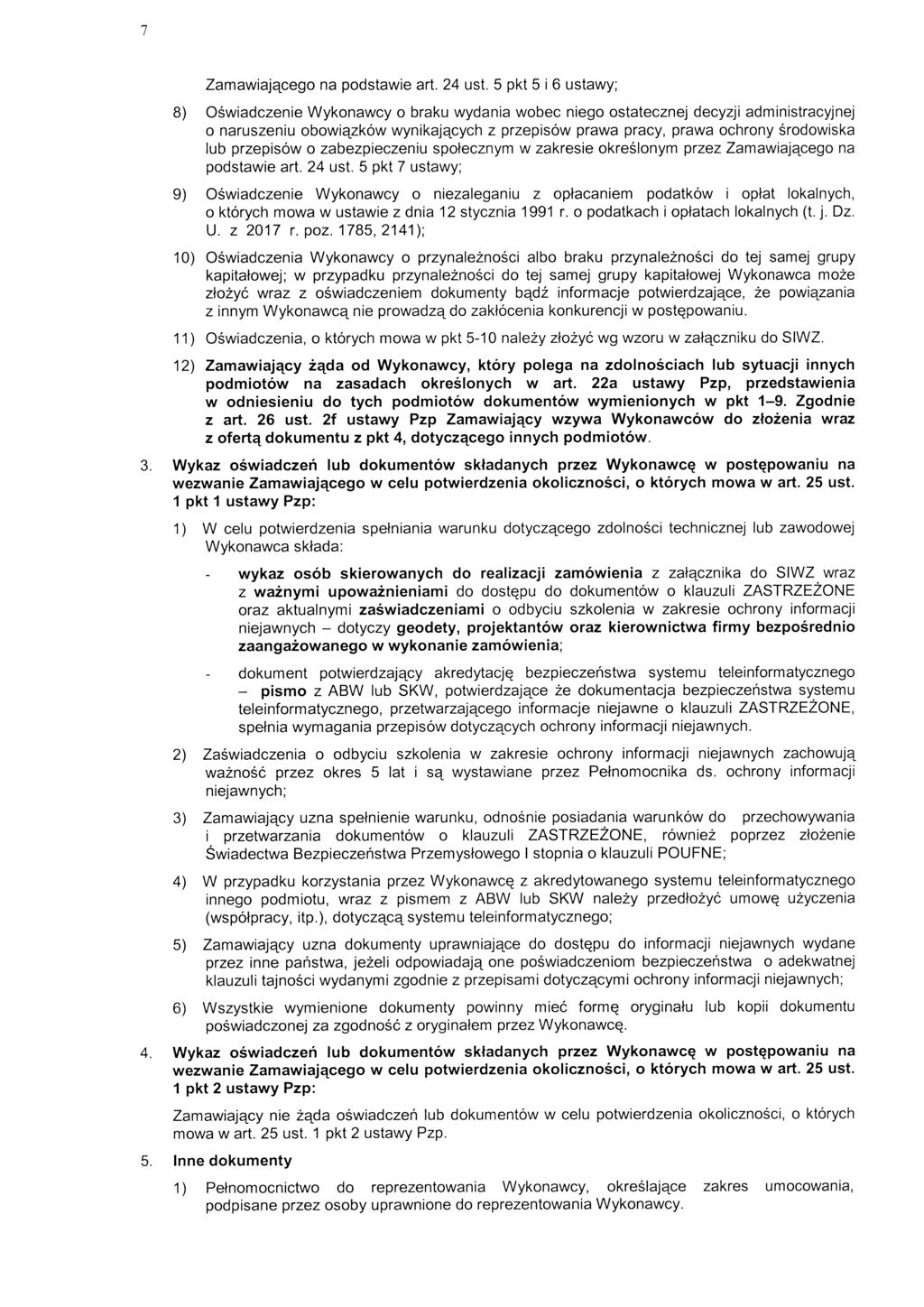Zamawiaj^cego na podstawie art. 24 ust.