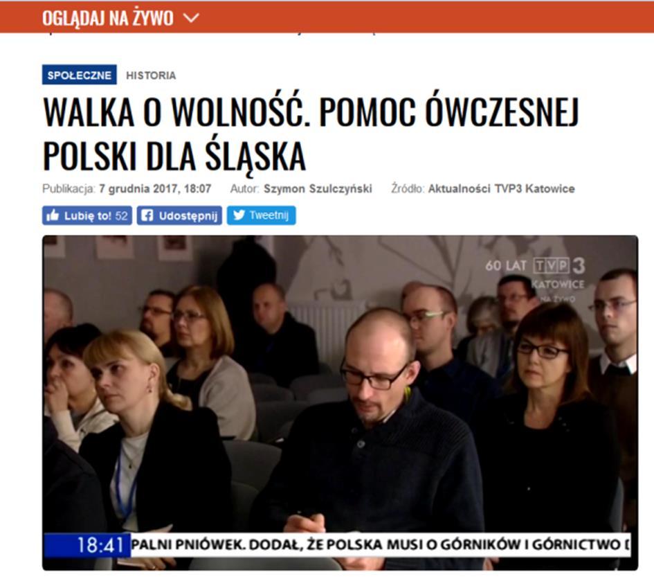 Kadr z relacja TVP3 Katowice z konferencji, którą można obejrzeć pod adresem (lub klik na grafikę): https://katowice.tvp.