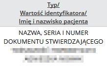 Nagłówek kolumny: NPWZ lekarza kierującego Prezentowane dane: Numer prawa wykonywania zawodu lekarza kierującego na leczenie po wystąpieniu zawału mięśnia sercowego Nagłówek kolumny: Typ/ Wartość