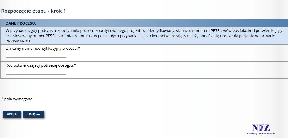 Po zamknięciu etapu kwalifikacji na Liście procesów koordynowanych w kolumnie Bieżący etap/status bieżącego etapu prezentowany będzie etap: Kwalifikacja do leczenia w KOS-Zawał/zakończony. Rys. 6.