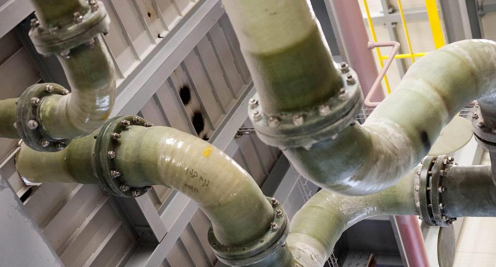 GLASS FIBER REINFORCED PLASTIC PIPELINES Obszar zastosowań dla rur i kształtek TWS Przemysł energetyczny przetwarzanie i magazynowanie kamienia wapiennego i zawiesiny gipsu, uzdatnianie ścieków,