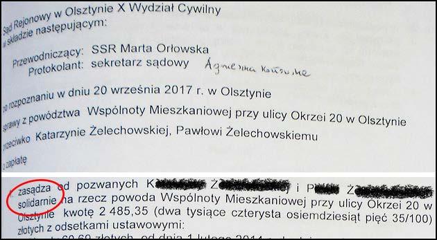 Źródło: SR w Olsztynie, sygn. akt X C 2258/17, k-81 W świetle ww.
