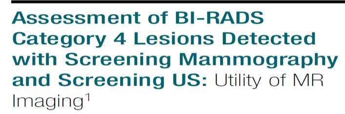 MRI piersi charakterystyka zmian niejednoznacznych w klasycznym obrazowaniu ECR 2015 : charakterystyka zmiany wymieniana na 1.