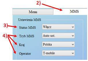 ] Dalej należy wybrać kraj i operatora (Operator karty SIM, która została włożona do