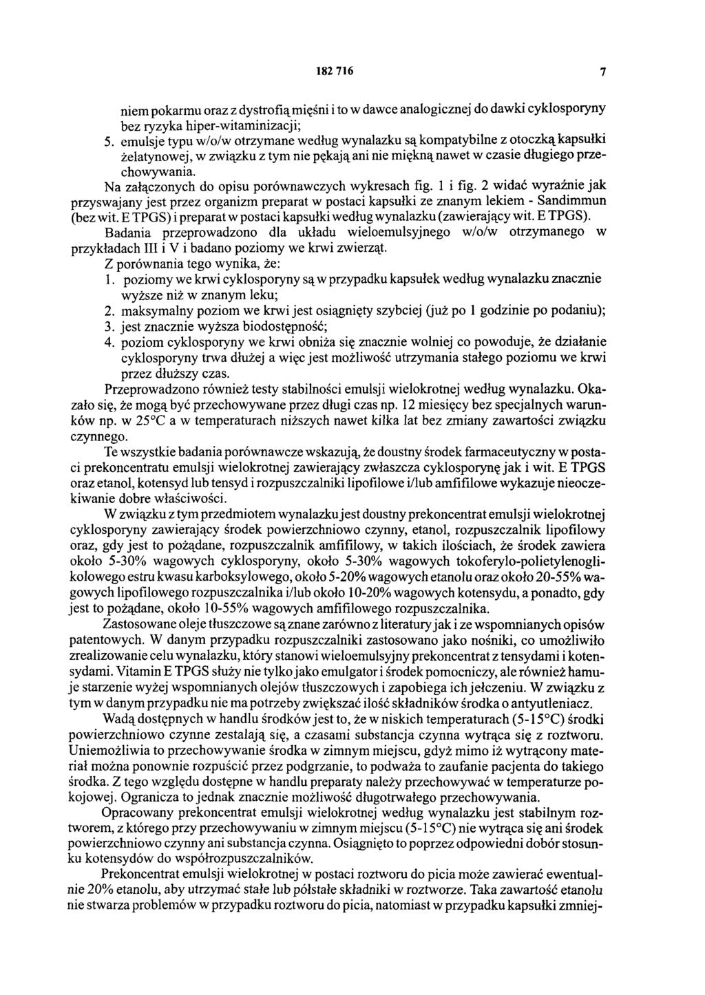 182 716 7 niem pokarmu oraz z dystrofią mięśni i to w dawce analogicznej do dawki cyklosporyny bez ryzyka hiper-witaminizacji; 5.
