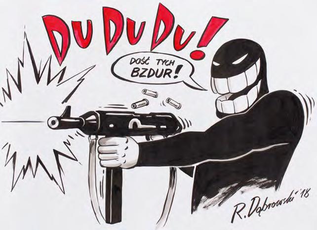 104 Ryszard Dąbrowski (ur. 1968) "Likwidator - Dość tych bzdur", pin-up komiksowy, 2018 r. akryl, tusz/papier, 50 x 70 cm sygnowany i datowany p.d.: 'R.