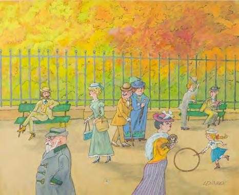 160 Zbigniew Lengren (1919-2003) W parku, ilustracja książkowa akwarela/papier, 43,5 x