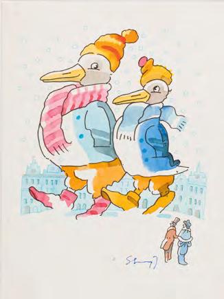 164 Janusz Stanny (1932-2014) "Julian Tuwim dzieciom" - Rozmawiała gęś z prosięciem, alternatywna wersja ilustracji do książki Juliana Tuwima, 1990 r.