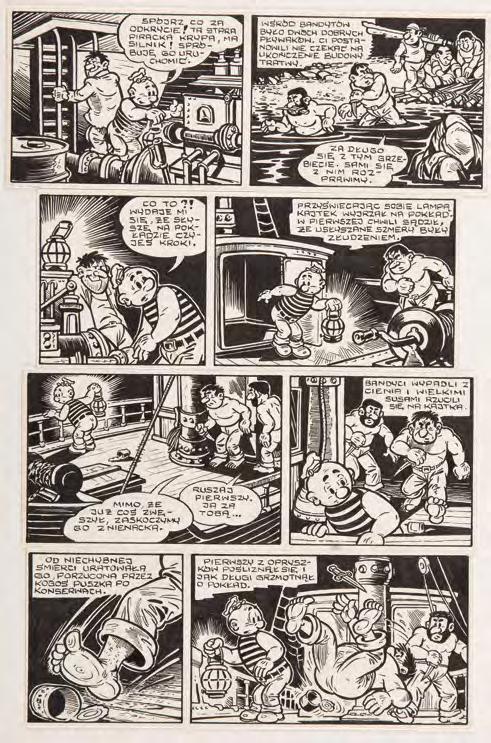 24 Janusz Christa (1934-2008) "Kajtek i Koko" - Na tropach Pitekantropa, plansza komiksowa nr 74, 1964-65 r.