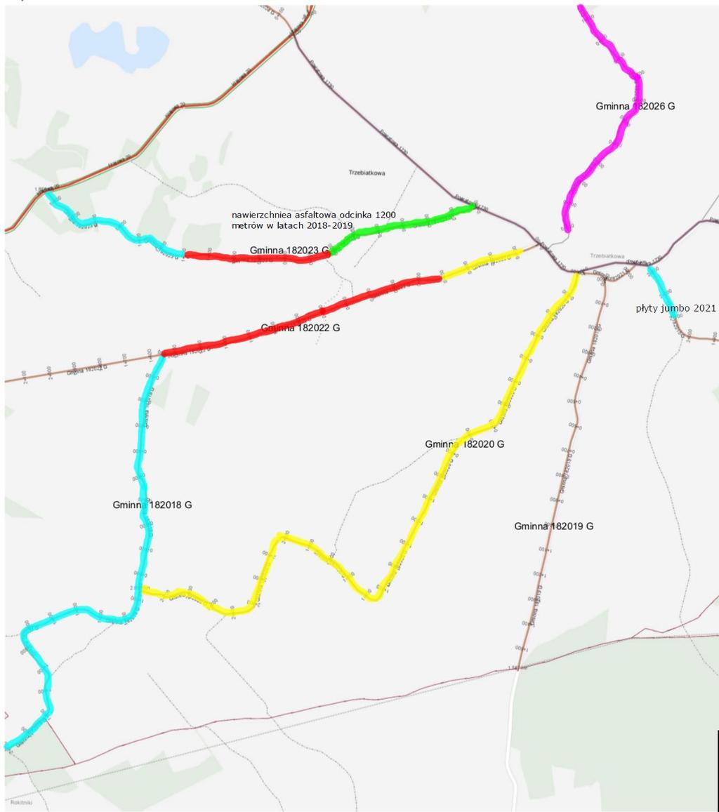 Rok 2021 Droga 182015 G droga do posesji 14 i 15 droga wyremontowana zostanie płytami jumbo do posesji numer 15 Droga 182018 G droga do posesji 61 i 62 na całej długości drogi przeprowadzony zostanie