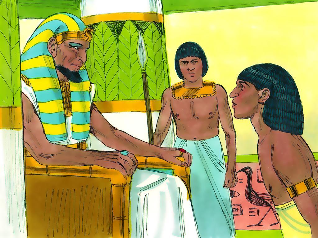 A kiedy faraon się o tym dowiedział, powiedział do Józefa: - Powiedz swoim braciom, że ja im tak mówię: Ruszajcie natychmiast z powrotem do Kanaanu.