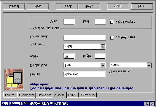 : nazwę elementu typ elementu (np. grupa radiowa, lista, itd.