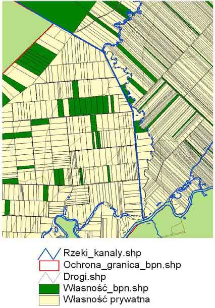 Użytkowanie Kanał Kapicki - użytkowanie łąk użytkowane stale Drogi.shp Uzytkowanie mokry (2001) wlasnosc.