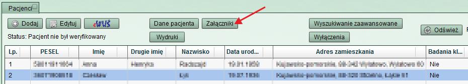 8. Załączniki przypisane do pacjenta System medyczny umożliwia dołączanie różnego rodzaju załączników tzn.