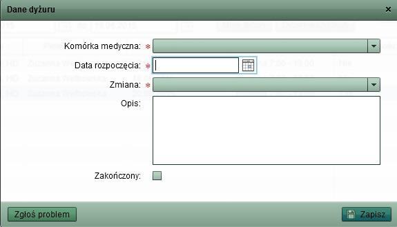 Wprowadzona jednostka kierująca pojawi się następnie na liście jednostek kierujących i będzie mogła zostać użyta wprowadzając pacjentowi