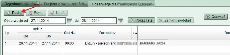 Rys. 48 Dodanie konkretnej obserwacji odbywa się po wybraniu przycisku Dodaj.