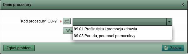 Administrator dla danej komórki medycznej ustawia domyślne