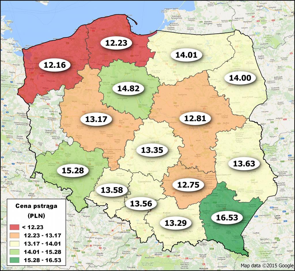 Średnia krajowa cena pstrąga