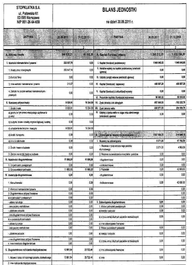 5. ROZDZIAŁ: SPRAWOZDANIA FINANSOWE 5.1. Wybrane dane finansowe za I-III kwartały 2011 r.