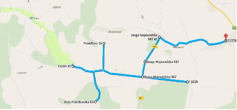 ZADANIE Nr 2 OBWÓD SZKOLNY ZESPOŁU SZKÓŁ W KUPNIE Kurs I Przedbórz - Huta Przedborska- Bukowiec - Zespół Szkół w Kupnie.