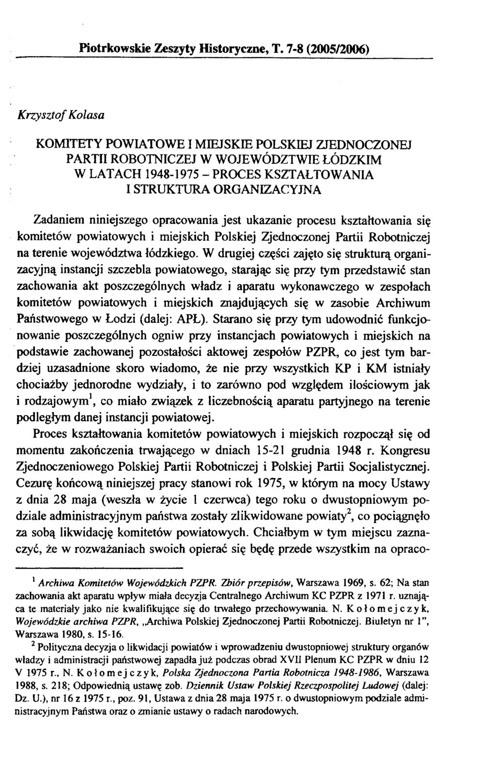 Piotrkowskie Zeszyty Historyczne, T.