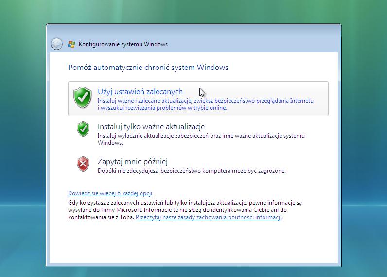 Krok 15 Na ekranie "Pomóż chronić system Windows automatycznie", kliknij