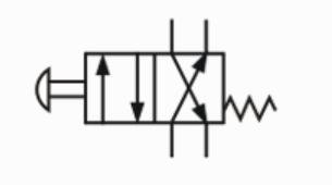 Pytaie 32 Symbol przedstawioy obok ozacza: A) zawór sterujący kierukiem przepływu 2/2 steroway dźwigią B) siłowik hydrauliczy dwustroego działaia C) pompę hydrauliczą o jedym kieruku przepływu D)