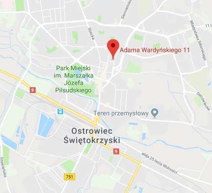 LOKALIZACJA Nieruchomość położona jest przy ulicy Wardyńskiego 11, w centralnej części Ostrowca Świętokrzyskiego.