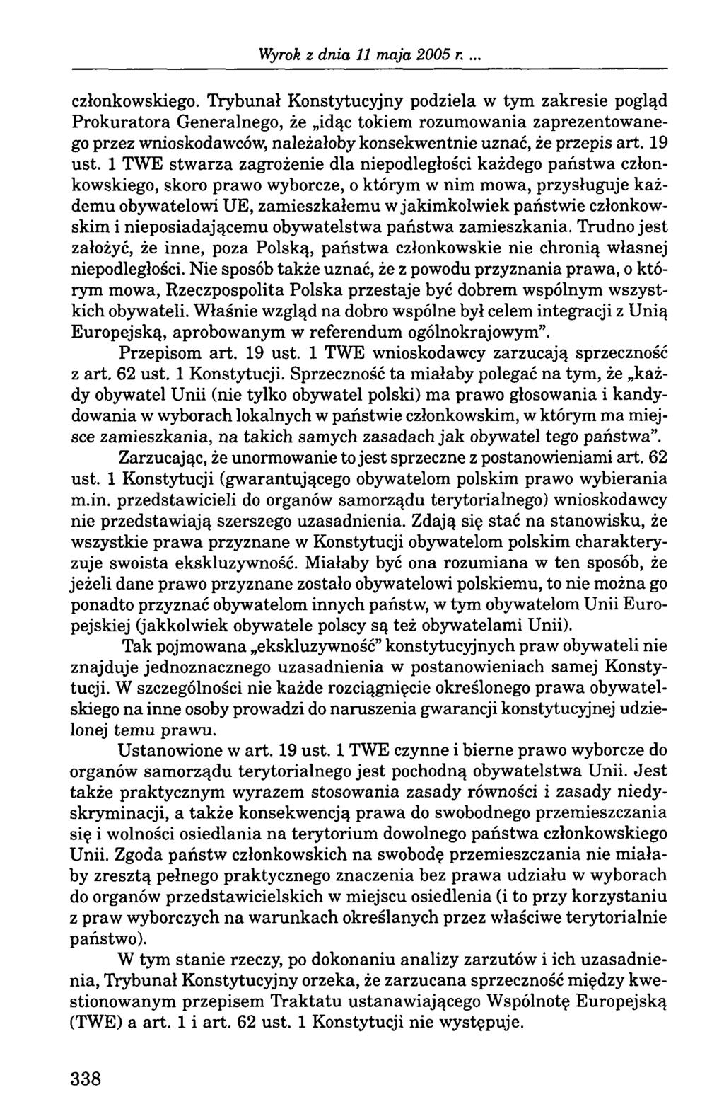 Wyrok z dn ia 11 m aja 2005 r. członkowskiego.