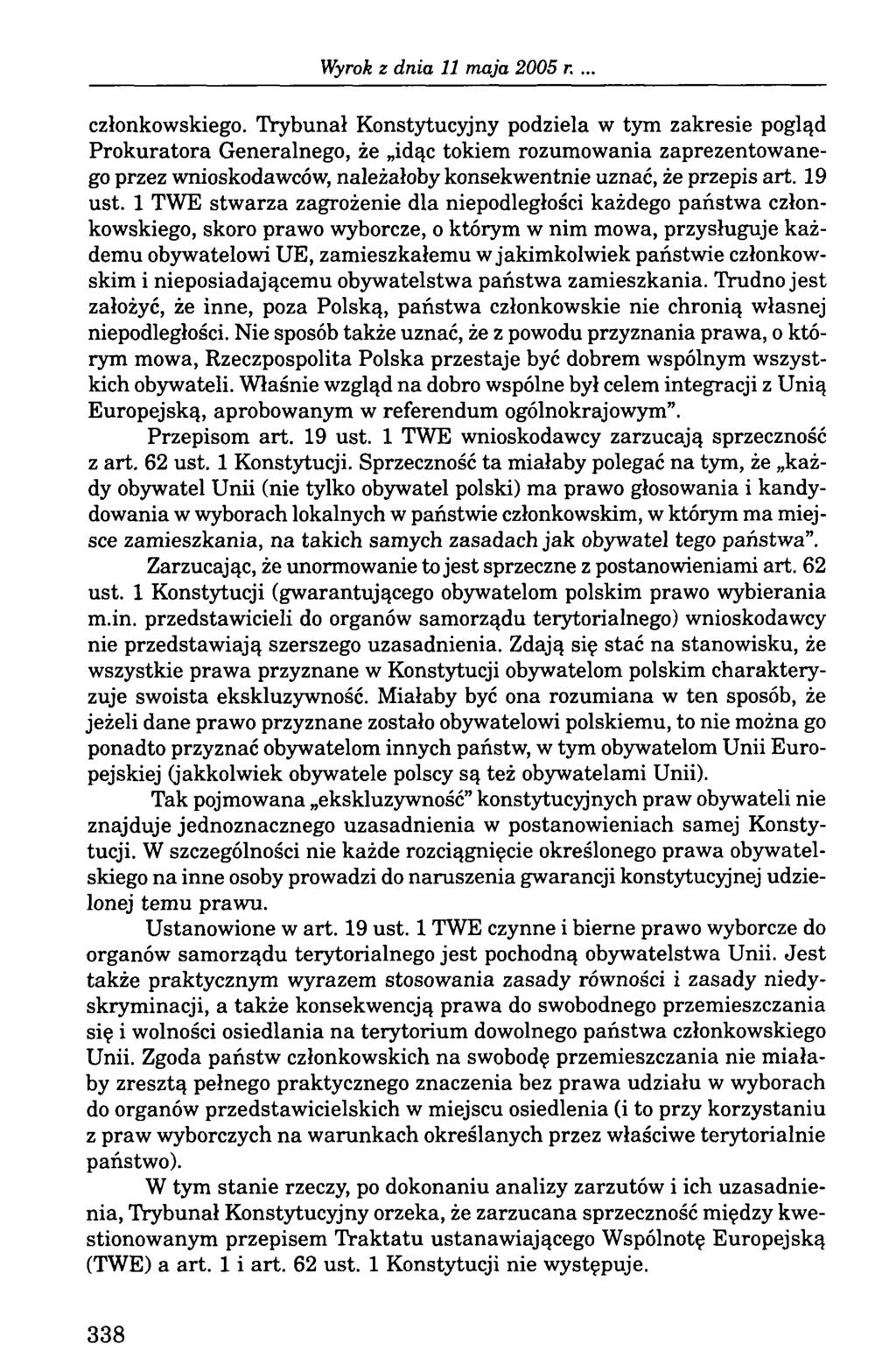 Wyrok z dn ia 11 m aja 2005 r. członkowskiego.