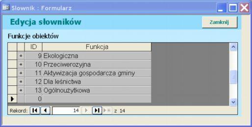 Wygląd przykładowego słownika przedstawiono obok. 1.4.5. Formularz Zaawansowanego filtrowania obiektów Formularz ten służy do wyszukiwania obiektów w oparciu o kompleksowe kryteria.