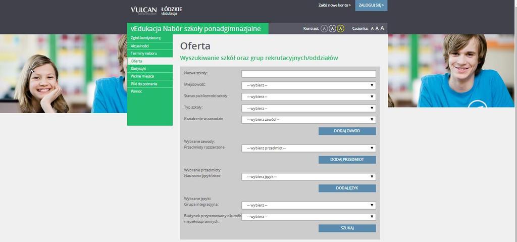 Nabór 2018/19 Wygląd stron dla kandydata przegląd ofert szkół System