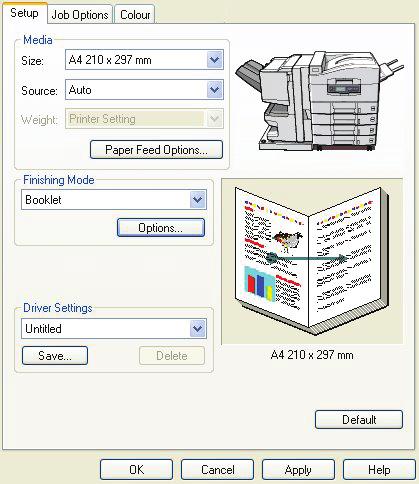 Sterownik PCL dla systemu Windows 1. W sterowniku na karcie Ustawienia wybierz żądane zapisane ustawienia w polu Ustawienia sterownika. 2.