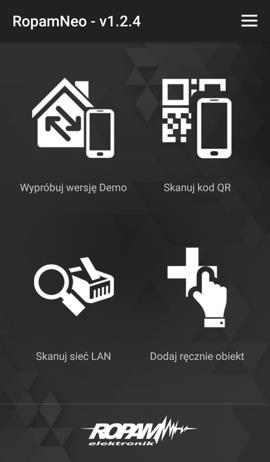 Str. 03 Tworzenie i edycja obiektów 3. Tworzenie i edycja obiektów 3.1 Ekran startowy Ekran startowy pojawia się po pierwszym uruchomieniu aplikacji gdy nie ma zdefiniowanych żadnych obiektów: Wersja aplikacji.