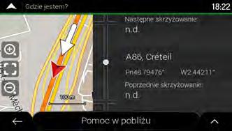 4.2.1 Gdzie jestem? Ten ekran zawiera informacje o bieżącej pozycji (lub ostatnim znanym położeniu, jeśli nie można odebrać sygnału GPS).