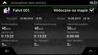 4.2.2 Monitor podróży Monitor podróży rejestruje informacje o podróży. Możesz zarejestrować nową podróż, naciskając i zatrzymać ją, naciskając.